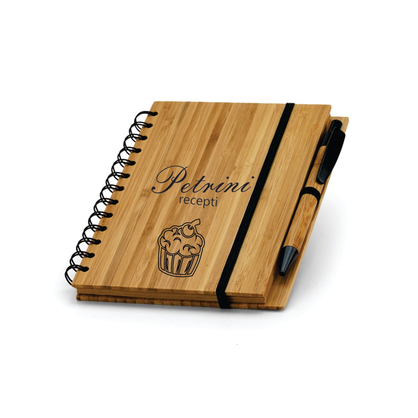 Lesen rokovnik MOJI RECEPTI z gravuro, s svinčnikom